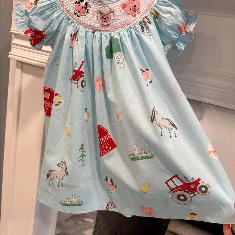 Lil Cactus Smocked Farm Animal Dress | Size 2T - Picture 5 of 6